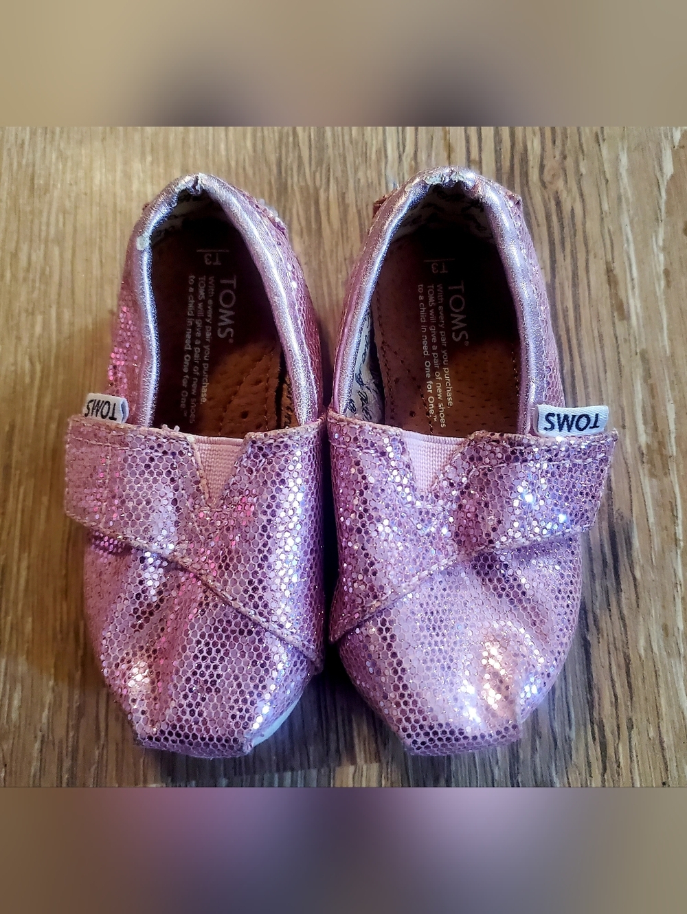 TOMS Baby Glitter Sequin Slip-On Shoes in Pink